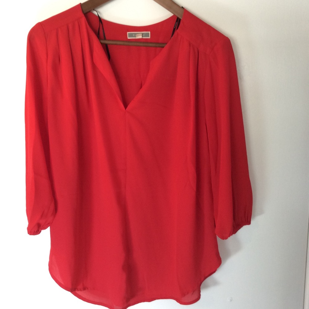Sheer lightweight red blouse